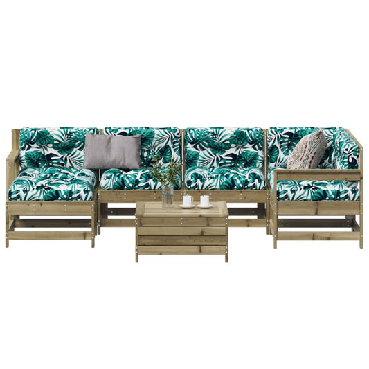 7-tlg. Garten-Lounge-Set mit Kissen Imprägniertes Kiefernholz