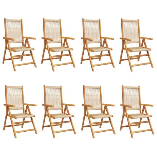 Gartenstuhl Verstellbar 8 Stk. Beige Massivholz Akazie