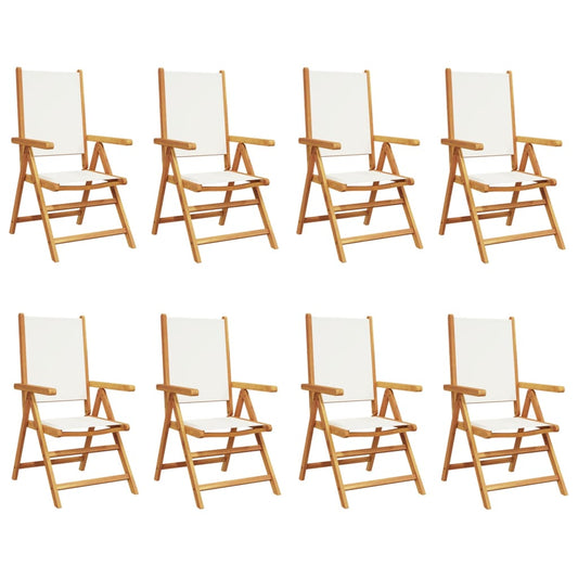 Gartenstuhl Verstellbar 8 Stk. Cremeweiß Stoff und Massivholz