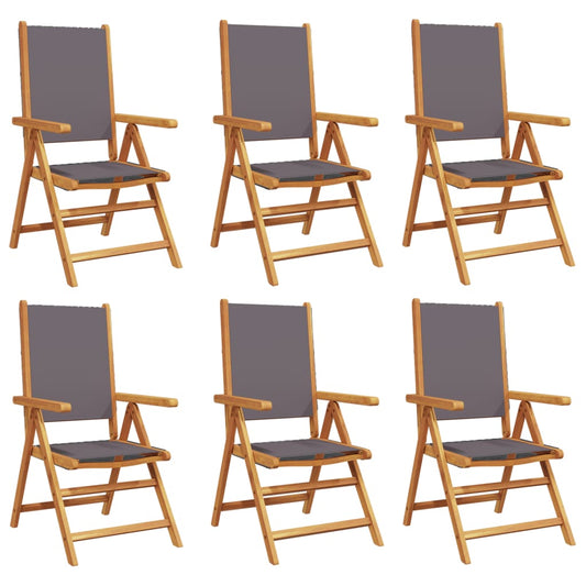Gartenstuhl Verstellbar 6 Stk. Anthrazit Stoff und Massivholz