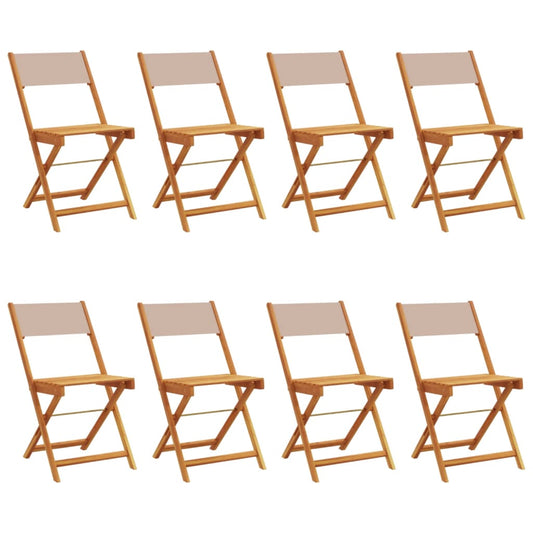 Gartenstühle 8 Stk. Klappbar Taupe Stoff und Massivholz