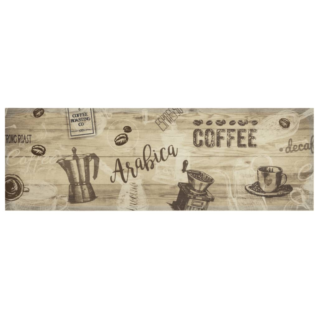 Køkkentæppe Vaskbar Kaffe Brun 60x180 cm Fløjl
