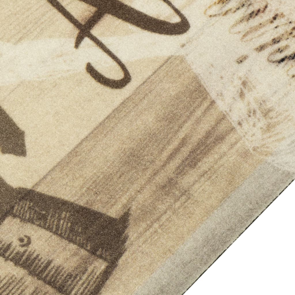 Køkkentæppe Vaskbar Kaffe Brun 60x180 cm Fløjl