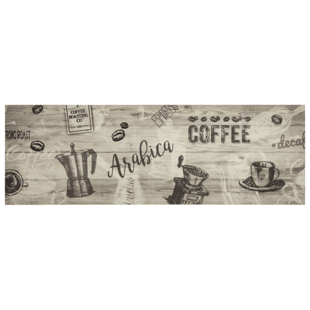 Køkkentæppe Vaskbar Kaffe Grå 60x180 cm Fløjl