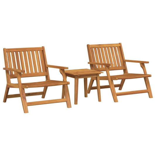 Outdoortisch-Set 3 pcs Braun Massivholz Akazie