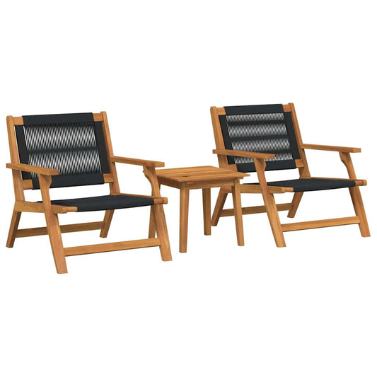 Gartenstühle mit Tisch 3 pcs Schwarz Massivholz Akazie
