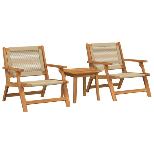 Gartenstühle mit Tisch 3 pcs Beige Massivholz Akazie