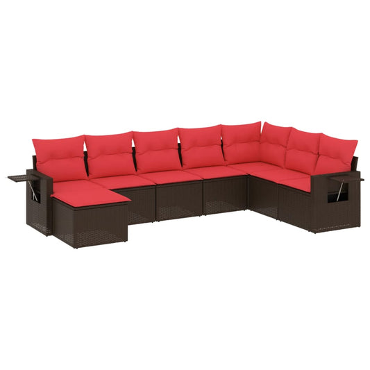 8-teiliges Gartensofa-Set mit Kissen, braun, Polyrattan
