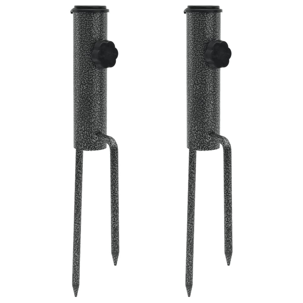 Paraplystativ med jordspyd 2 stk 9x35 cm Galvaniseret stål