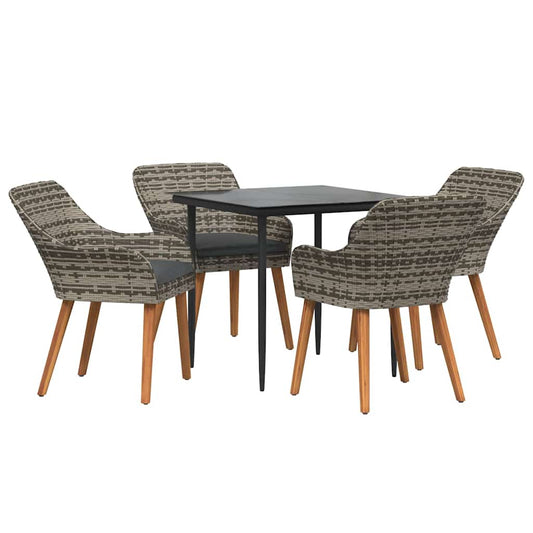 Garten Essgruppe mit Kissen 5 pcs Grau Poly-Rattan