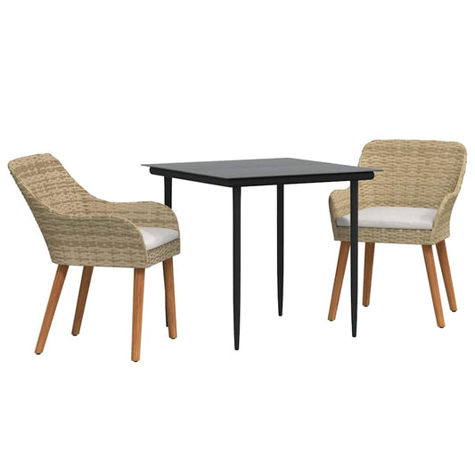 Garten Essgruppe mit Kissen 3 pcs Beige Poly-Rattan