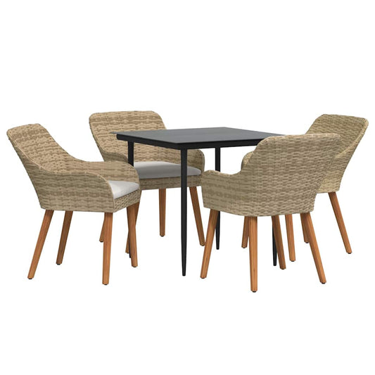 Garten Essgruppe mit Kissen 5 pcs Beige Poly-Rattan