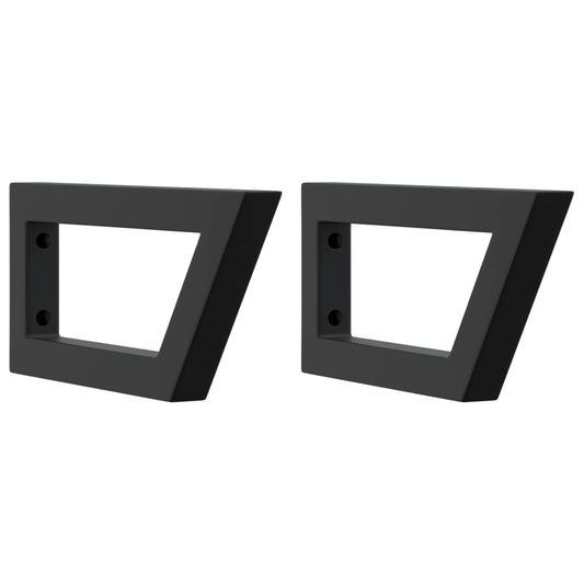 Waschtisch-Halterungen 2 Stk. Schwarz Trapezförmig Stahl