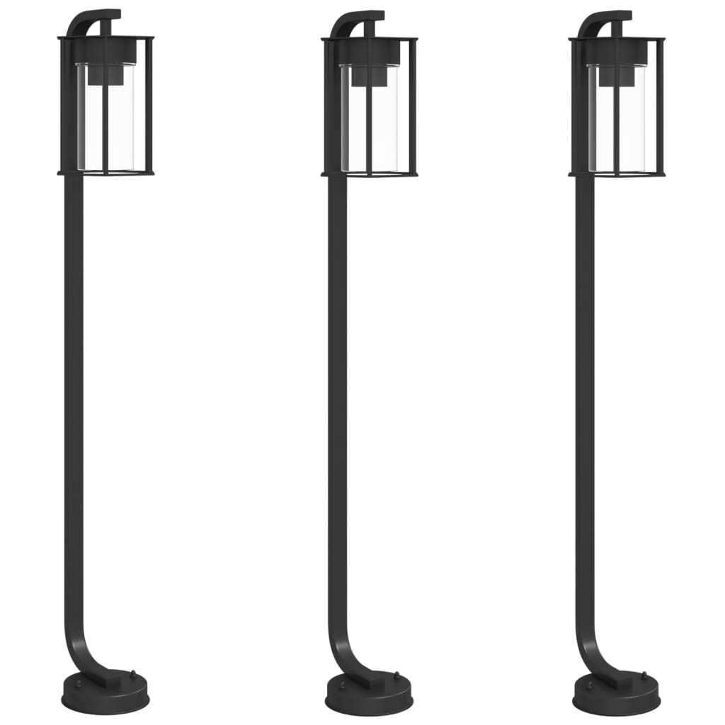 Path Lights 3 stk Sort 100 cm Rustfrit Stål