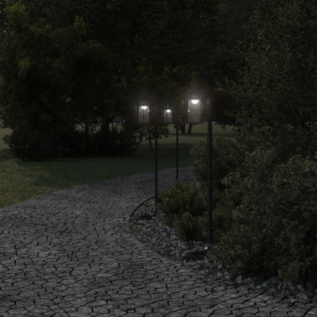 Path Lights 3 stk Sort 100 cm Rustfrit Stål