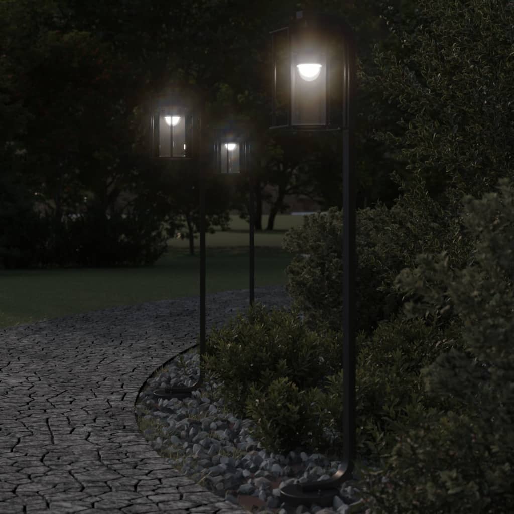 Path Lights 3 stk Sort 100 cm Rustfrit Stål
