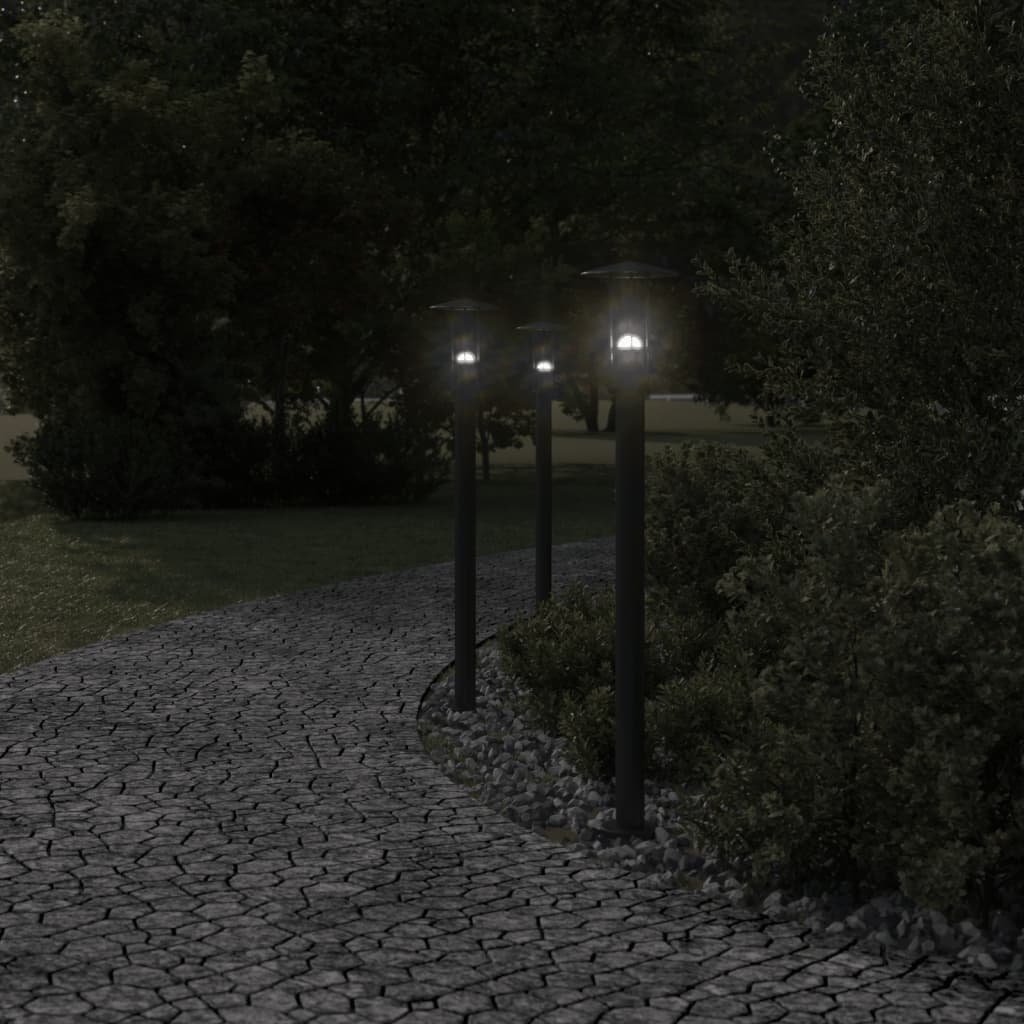 Path Lights 3 stk Sort 100 cm Rustfrit Stål