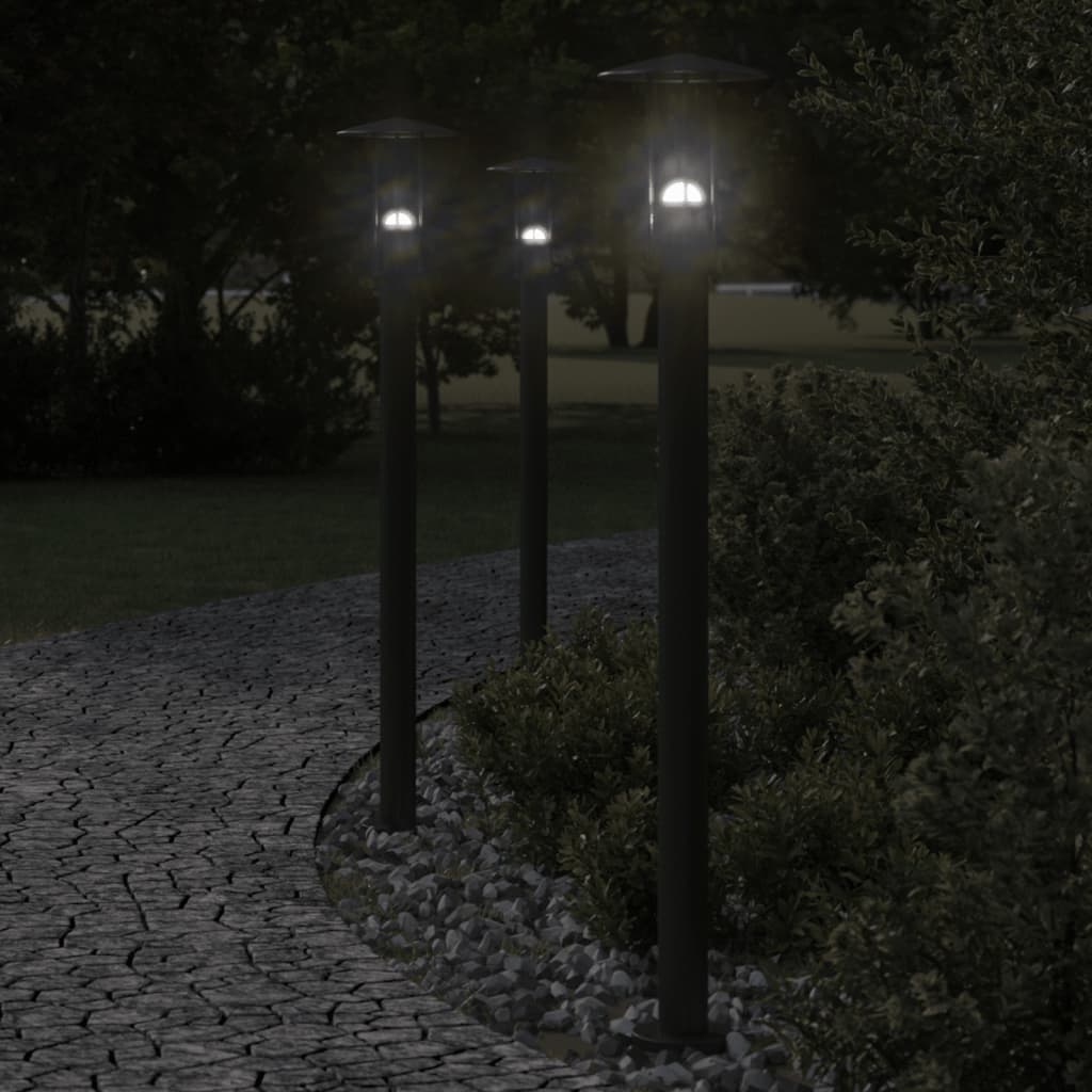 Path Lights 3 stk Sort 100 cm Rustfrit Stål