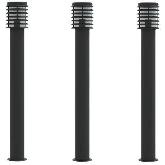 Wegeleuchten 3 Stk. Schwarz 110 cm Edelstahl