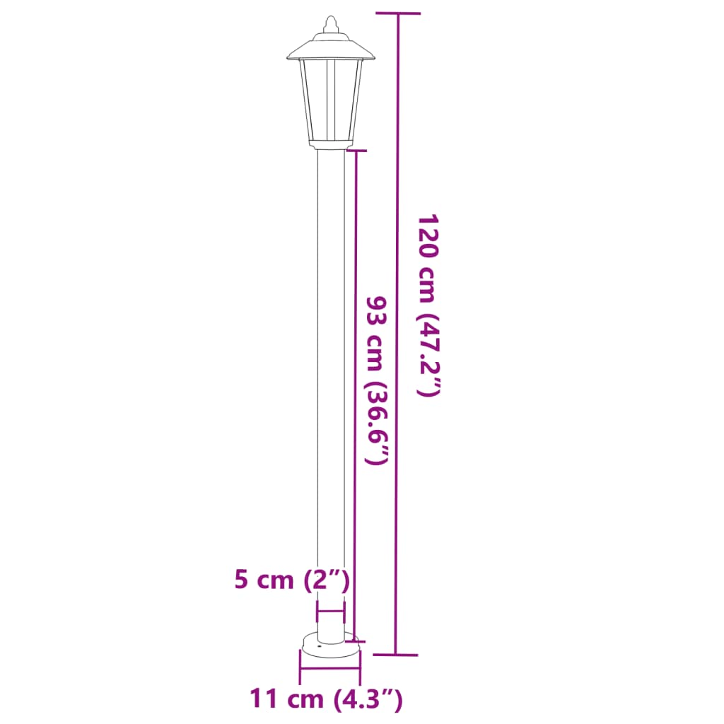 Sti Lys Sort 120 cm Rustfrit Stål