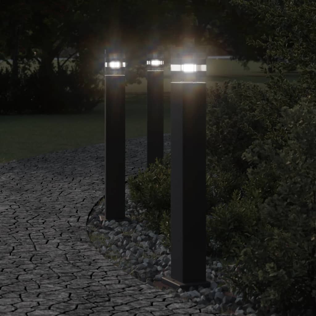 Path Lights 3 stk Sort 80 cm Aluminium