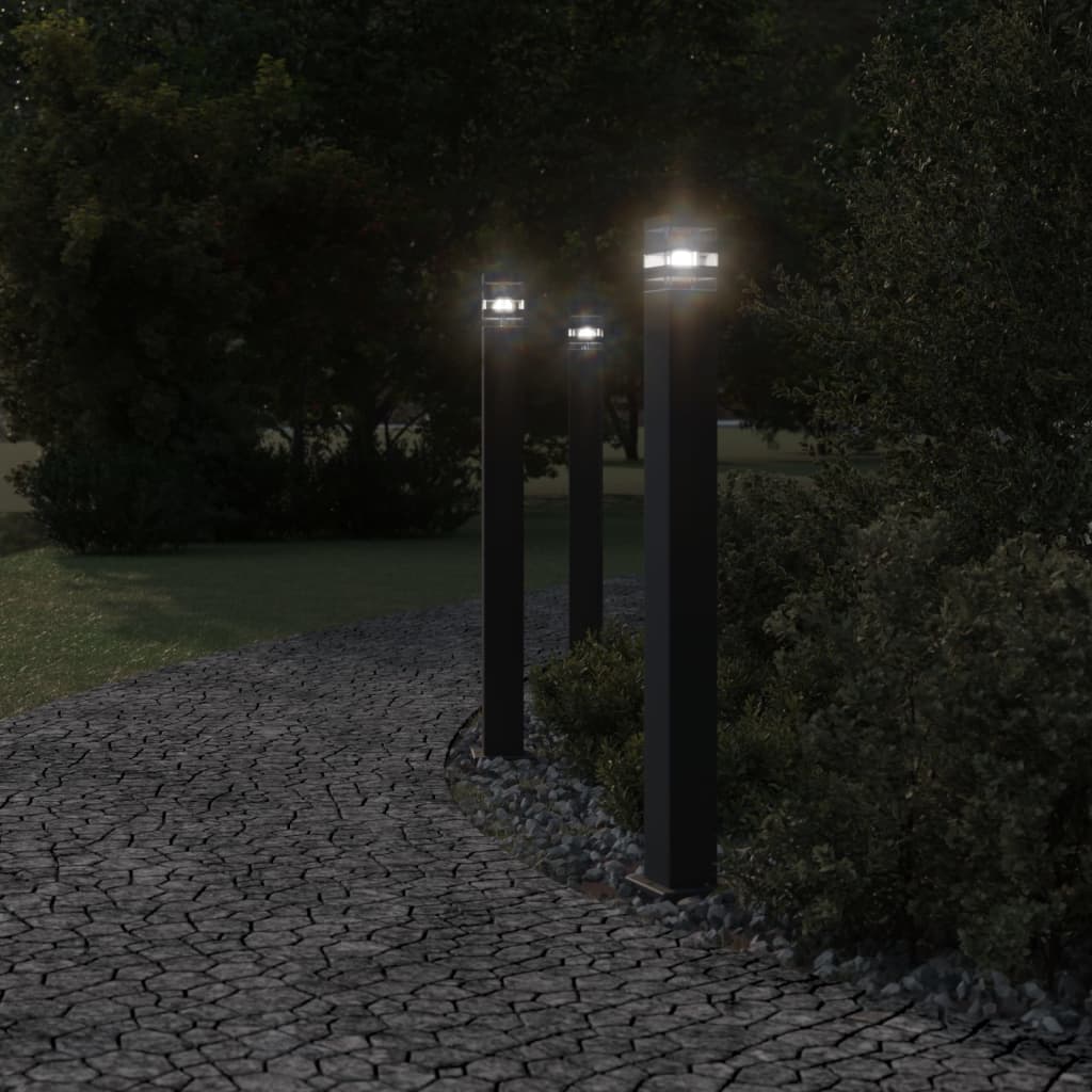 Path Lights 3 stk Sort 110 cm Aluminium