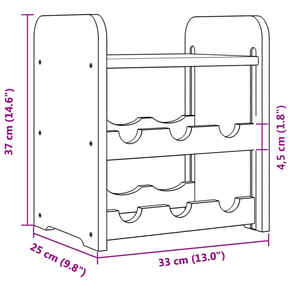 Vinreol med topplade 33x25x37 cm massiv fyrretræ