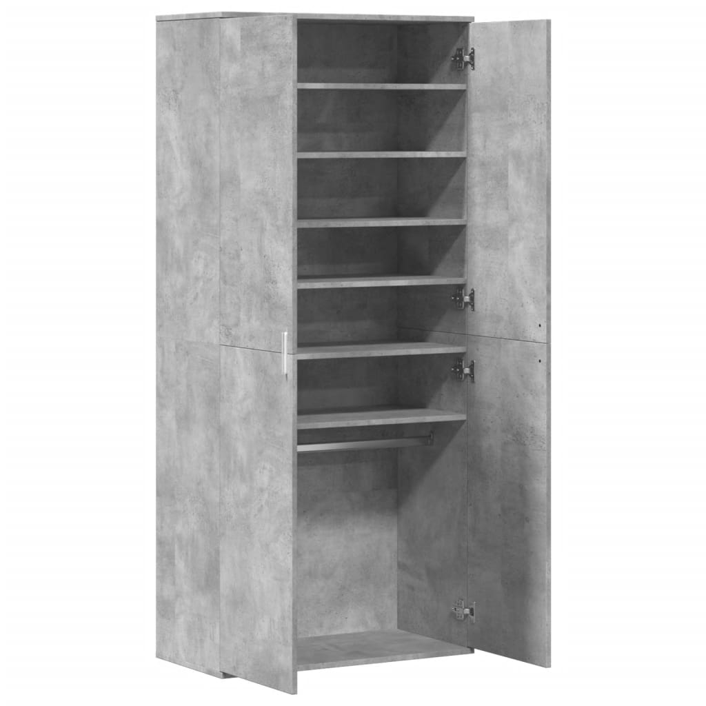 Skoskab Beton Grå 80x39x178 cm Træ Materiale