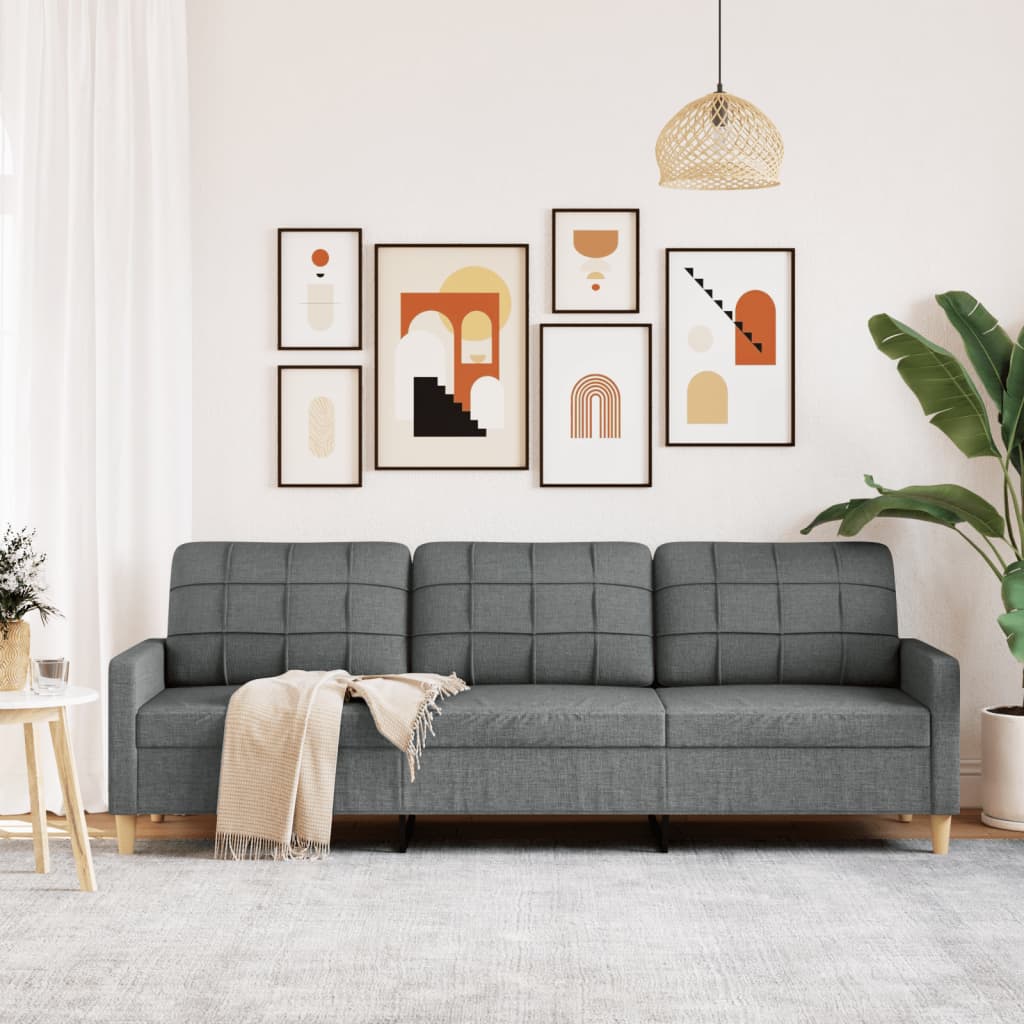 3-personers sofa mørkegrå 210 cm stof