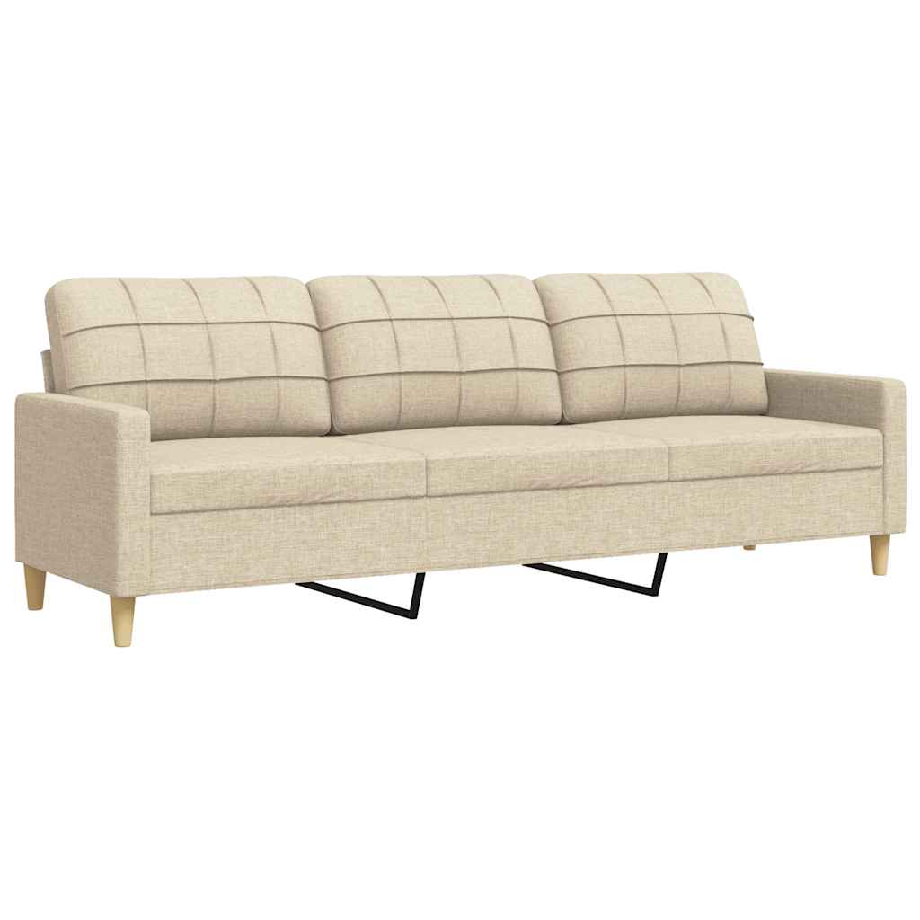3-personers sofa creme 210 cm stof