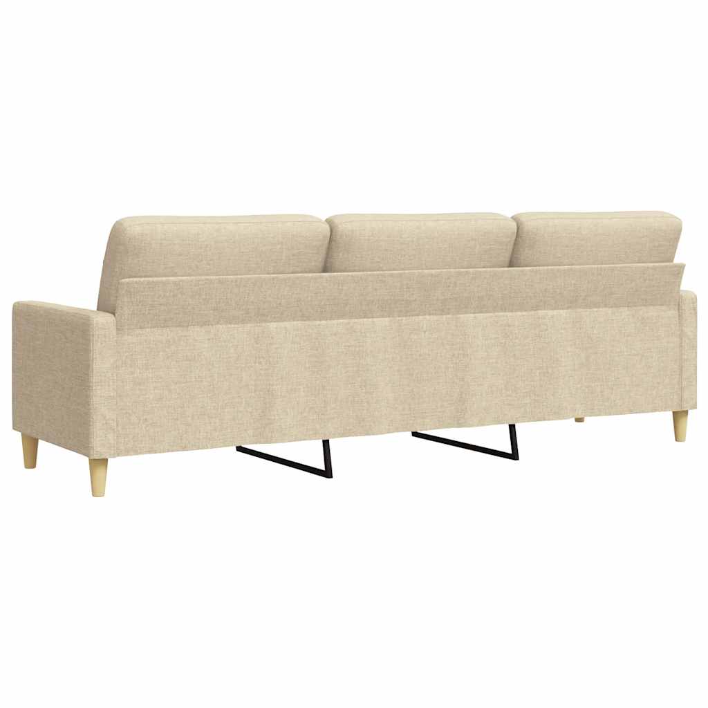 3-personers sofa creme 210 cm stof