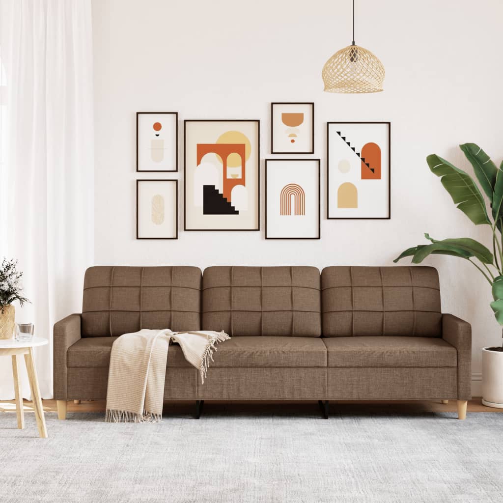 3-personers sofa brun 210 cm stof
