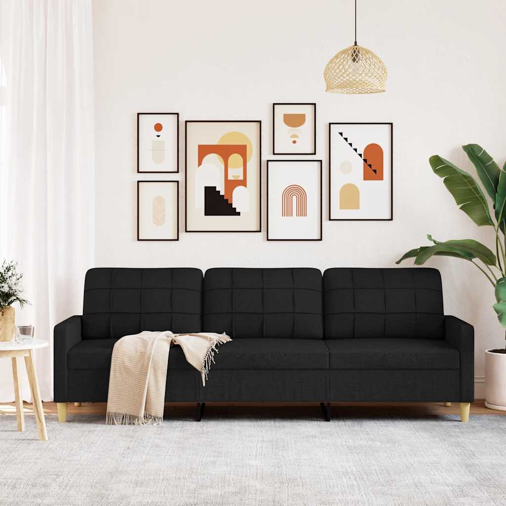 3-personers sofa sort 210 cm stof