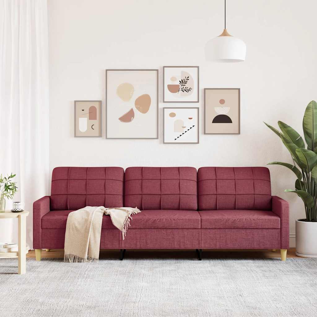 3-personers sofa vinrød 210 cm stof