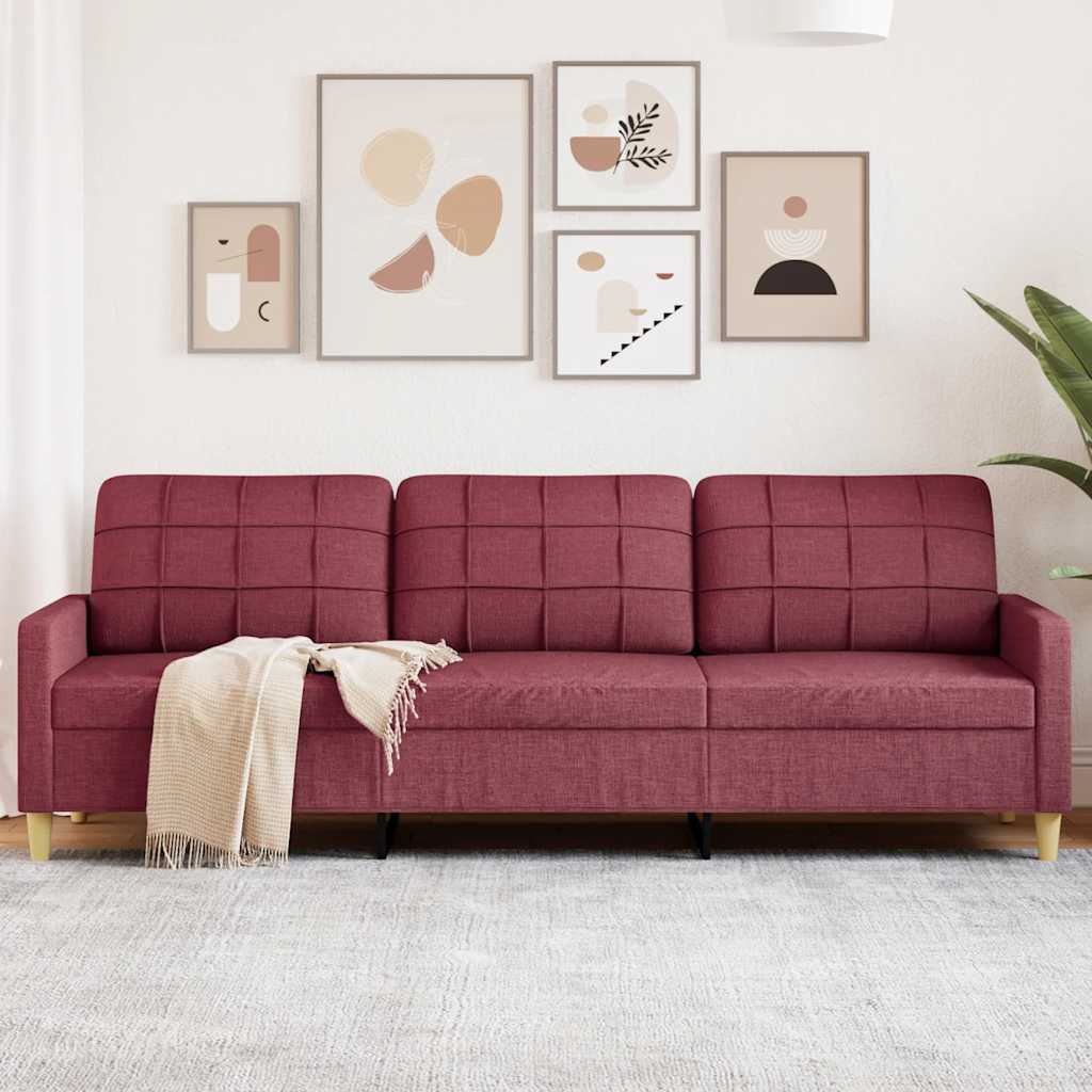 3-personers sofa vinrød 210 cm stof
