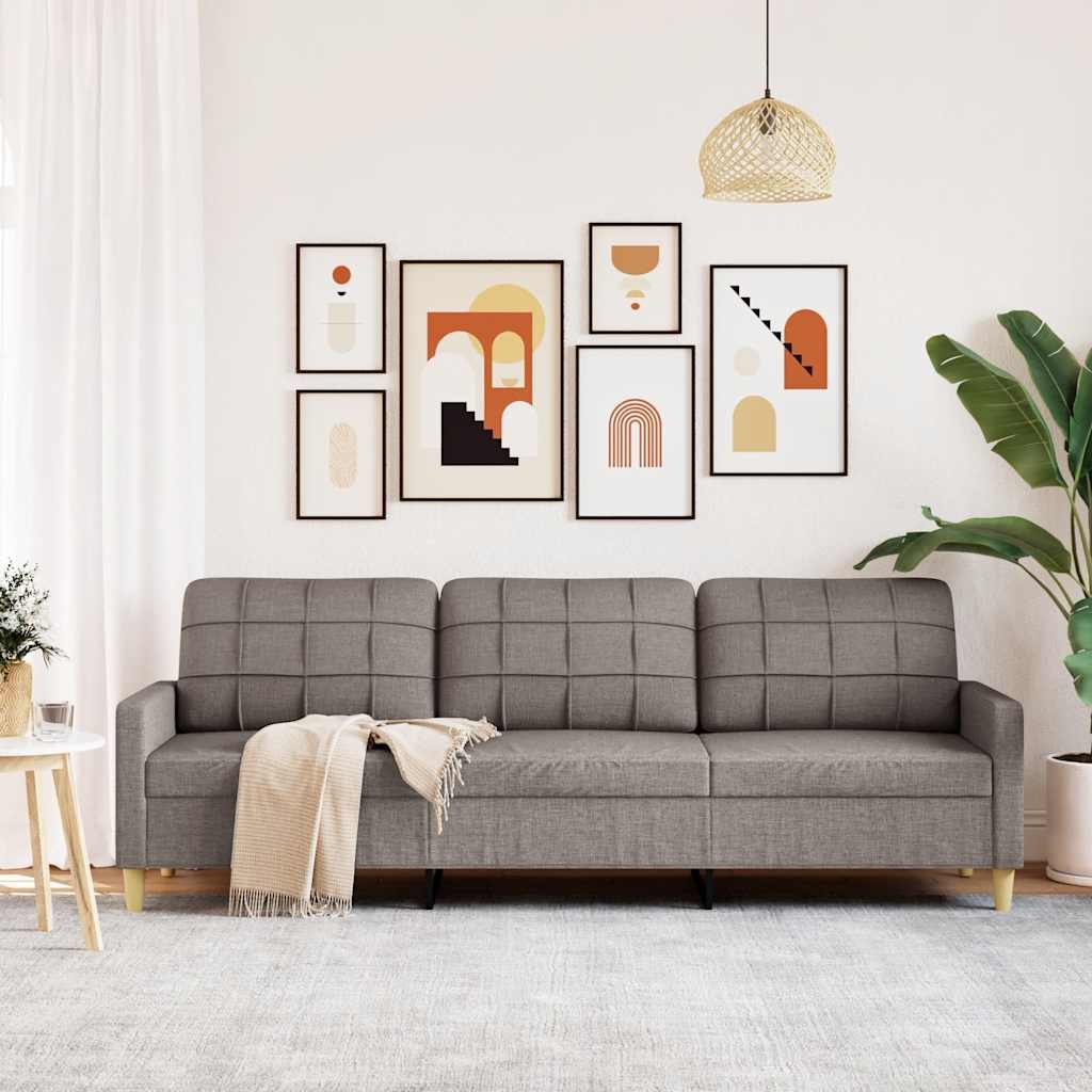 3-personers sofa taupe 210 cm stof