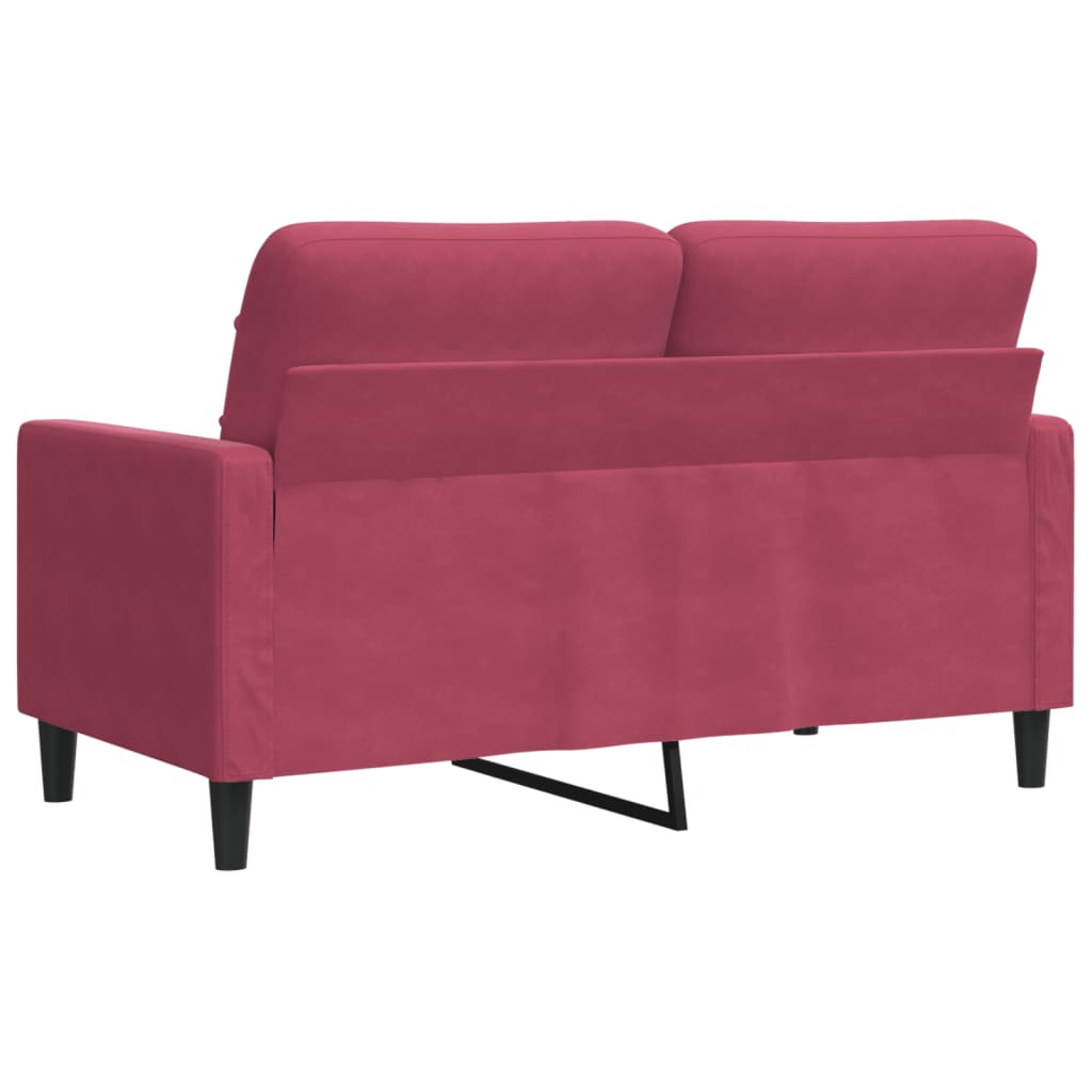 2-personers sofa vinrød 120 cm fløjl