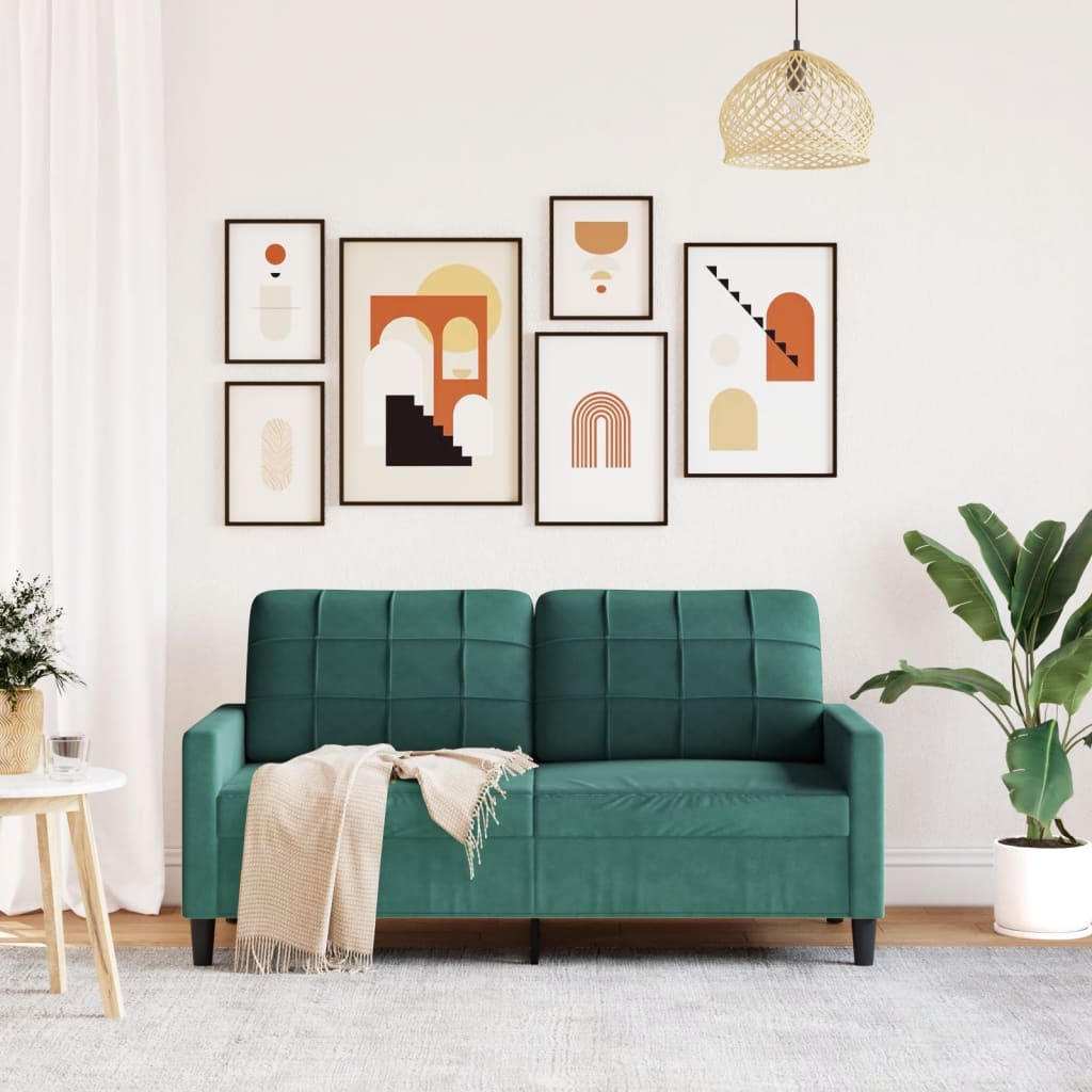2-personers sofa mørkegrøn 140 cm fløjl