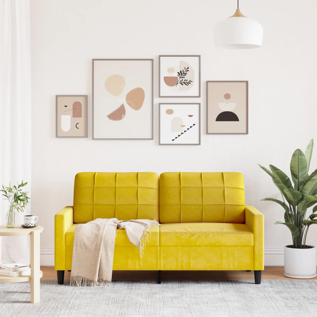 2-personers sofa gul 140 cm fløjl