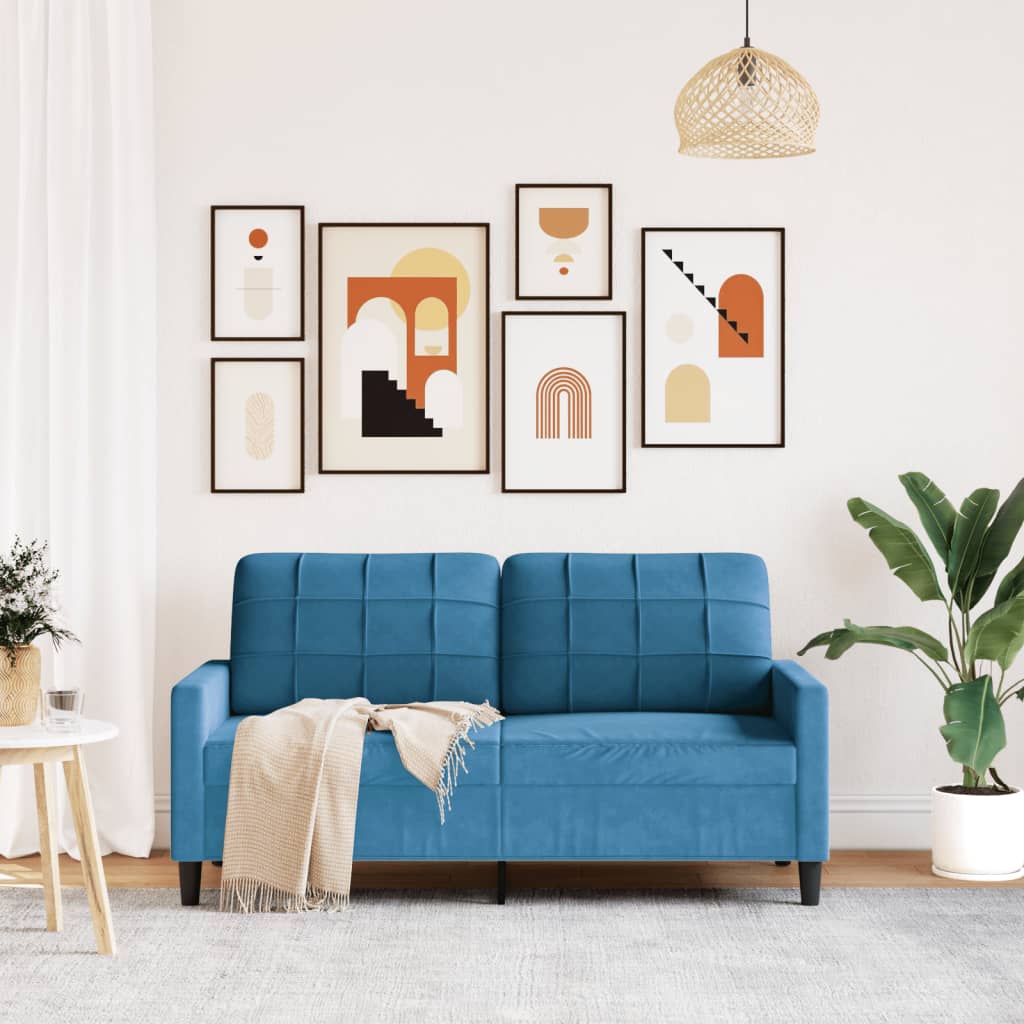 2-personers sofa blå 140 cm fløjl