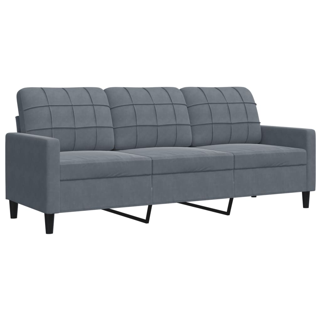 3-personers sofa mørkegrå 180 cm fløjl