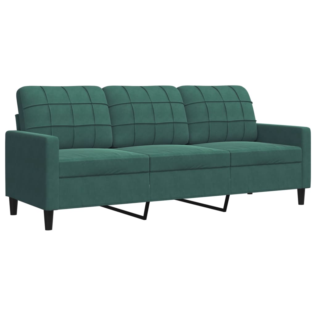 3-personers sofa mørkegrøn 180 cm fløjl