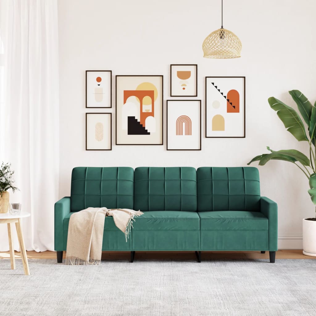 3-personers sofa mørkegrøn 180 cm fløjl