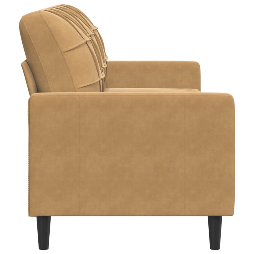 3-personers sofa brun 180 cm fløjl