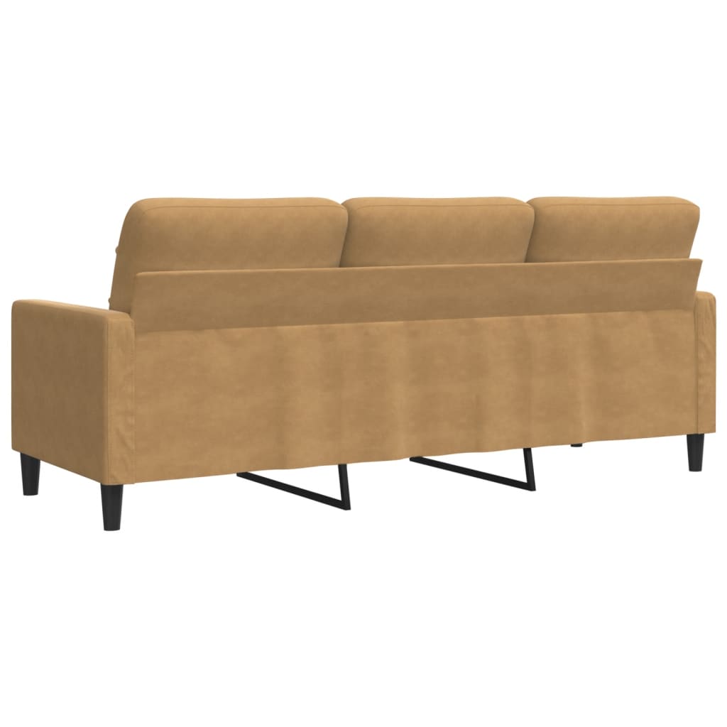3-personers sofa brun 180 cm fløjl