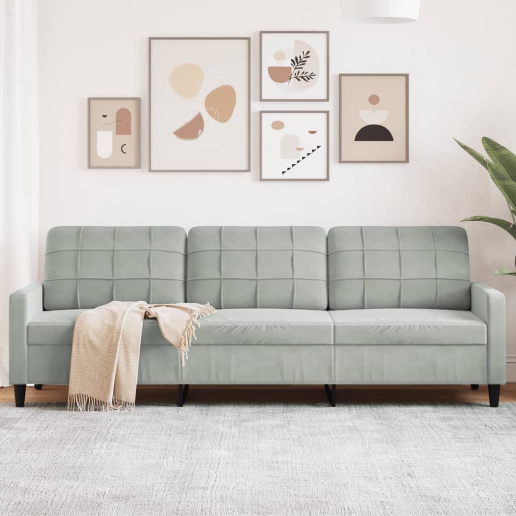3-personers sofa lysegrå 210 cm fløjl