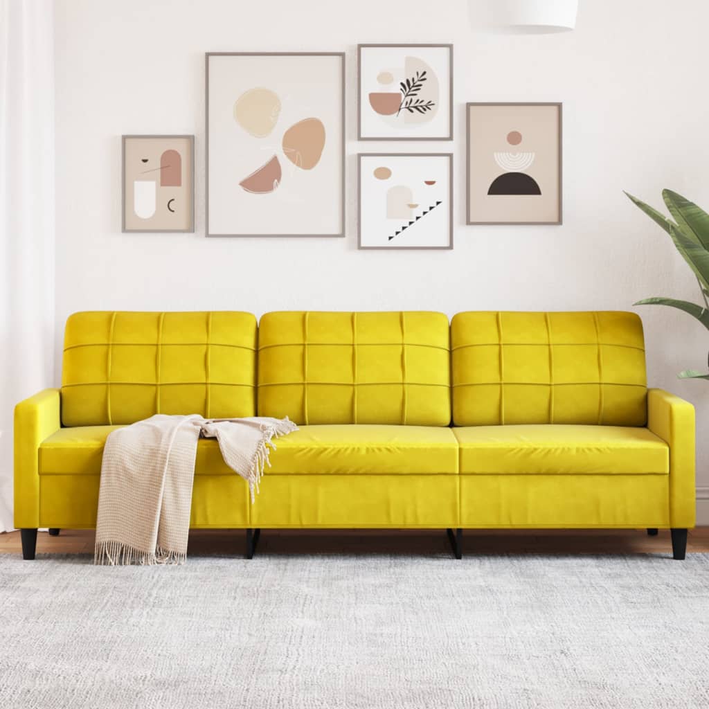 3-personers sofa gul 210 cm fløjl
