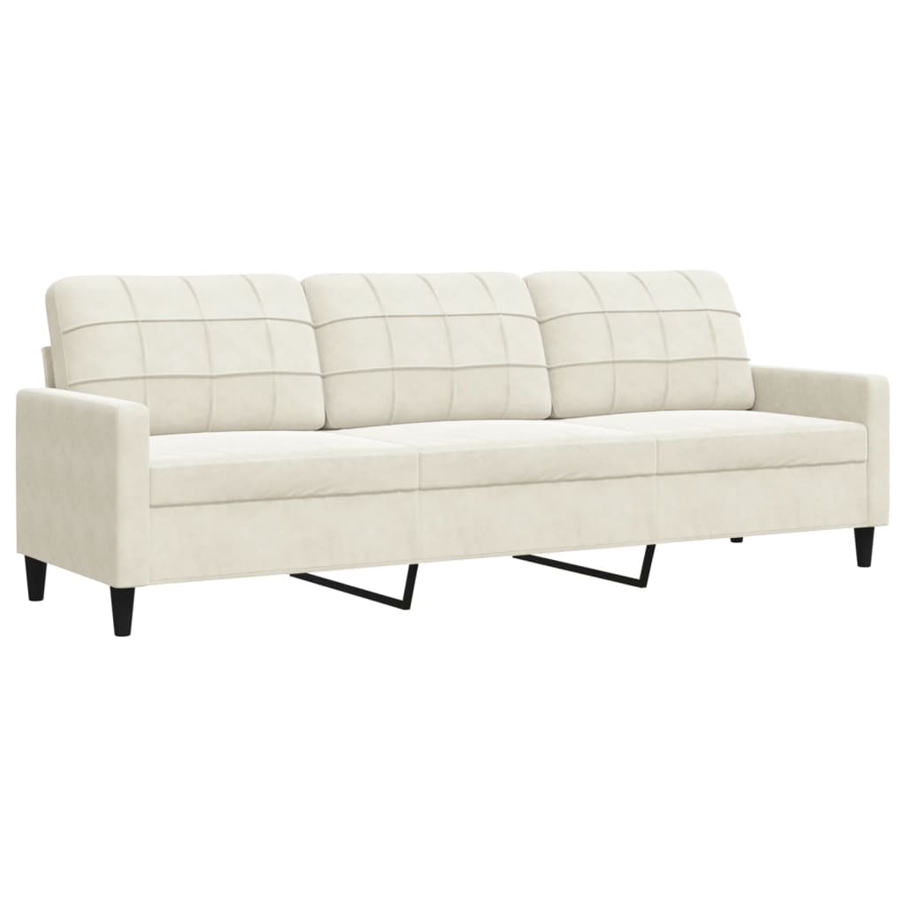 3-personers sofa creme 210 cm fløjl