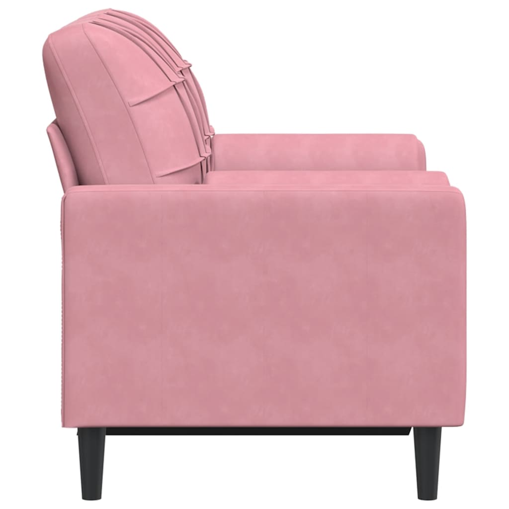 2-personers sofa med pyntepuder pink 120 cm fløjl
