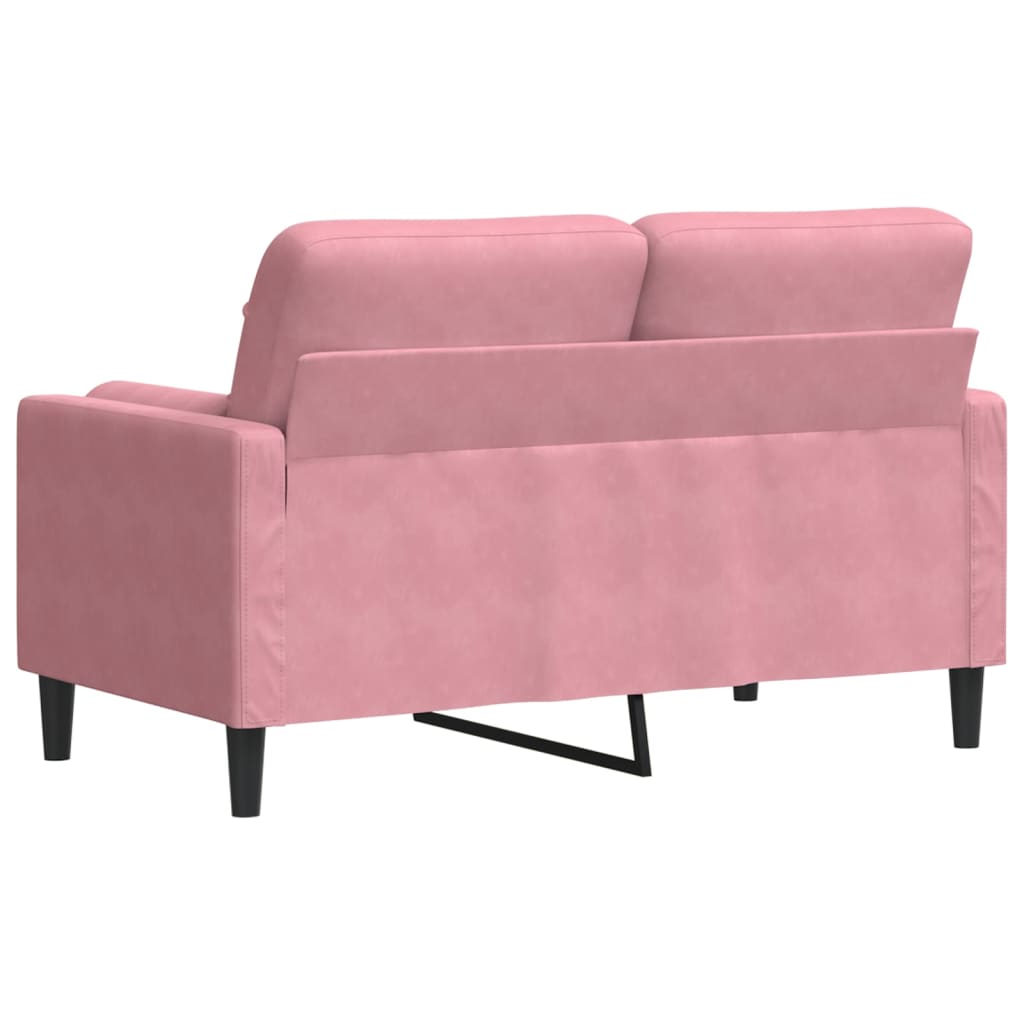 2-personers sofa med pyntepuder pink 120 cm fløjl